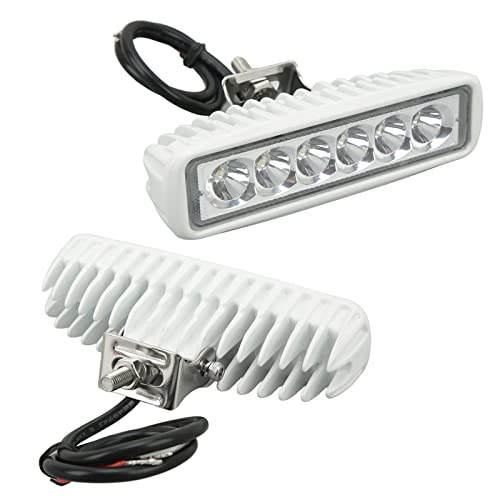 Tbest Boat LED Work Light 12V to 24V DC Shockproof Bright 6 Lamp Beads for Cars Yachts Outdoor Lighting Aluminum Material 160mm X 45mm 60mm (White and Blue)