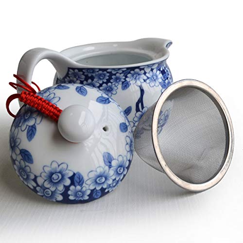Teapot 12Oz Blue White Stainless Filter Wire Infuser For Loose Tea (Pot Flowers Beautify) #TOP5