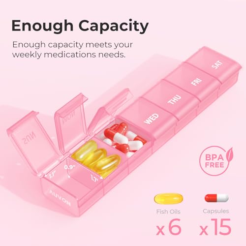 image for AUVON Weekly Pill Organizer with Effortless Opening Design, Arthritis 