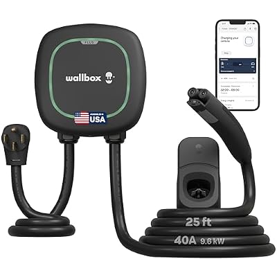 Wallbox Pulsar Plus Level 2 EV Charger 40 Amp - EVSE 9.6kW 240V Electric Vehicle Charging Station NACS for Tesla - 25ft Cable - Electric Car Charger for Outdoor & Indoor - Energy Star & UL Certified