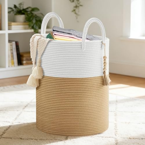 Panier à Linge, 58L Boho Corbeille a Linge avec Poignée, Panier R...