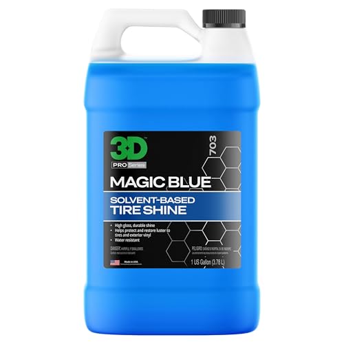 3D Magic Blue Tire Shine Spray – Water Resistant High Gloss Tire & Trim Dressing | Long Lasting Protection | No Sling, No Run Formula | Made in USA |1 Gallon