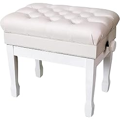 Yisss Tabouret Piano,Banquette Piano Banc Banc de Piano réglable avec siège en Cuir véritable, Tabouret de Piano Blanc Moderne avec Rangement pour Musique et Pieds en Bois Massif (Null White) - Les Beatles, Paul McCartney, John Lennon, RIngo Starr, George Harrison