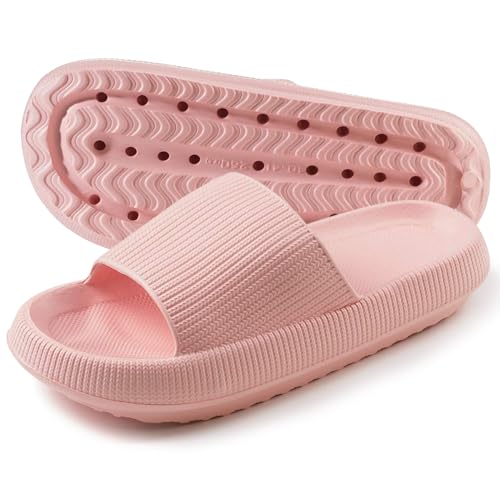 TOPALL Claquettes Femme,Claquette Femme Hommes,Chaussons Pantoufle Sandales Mules Eté Confortable,Semelle Épaisse Antidérapante Utilisé pour Piscine, Douche, Plage,Intérieur, Extérieur(Rose-Été,36/37)