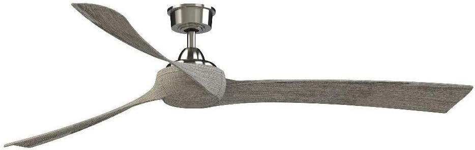 Fanimation Fans FPD8531BN-72WE Wrap Custom - 3 Blade Ceiling Fan-15.96 Inches Tall and 72 Inches Wide, Finish Color: Brushed Nickel, Blade Color: Weathered Wood