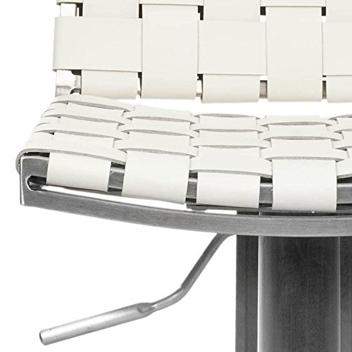 Safavieh Home Collection Mitchell Stainless Steel And White Leather Adjustable Gas Lift 21.7-30.7-Inch Bar Stool #TOP8
