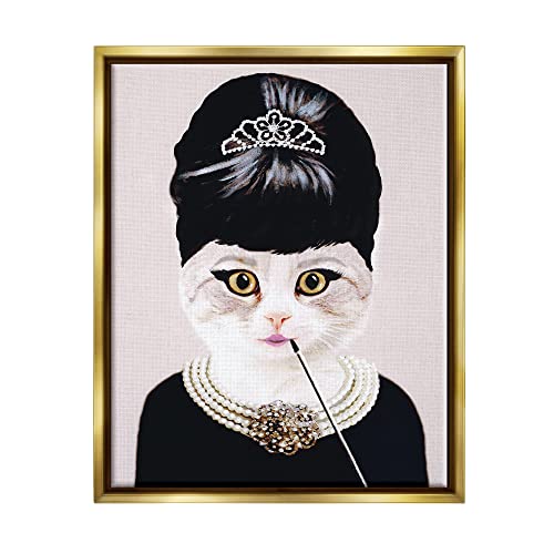 'Fashion Feline Jewelry And Makeup Cat'| Floating Frame Canvas Art
