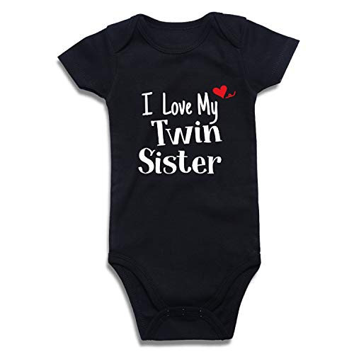 Defahn Newborn Twins Baby Boy Girl Bodysuit, 2 Pack Funny Letter Printed Rompers Twin Matching Clothes Outfits (2Pcs I Love My Sis/Bro, 0-3 Months) #TOP2