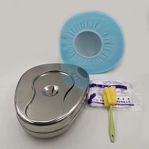 Stainless Steel Bedpan With Cover Strong Thick Stable Bedpan Heavy Duty Smooth Male And Female Elderly Bedridden Patient Personal Care, Hospital Home Bedpan Emergency Device #TOP1