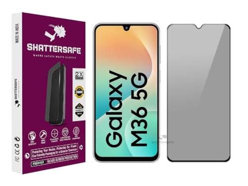 Image of Anti-Spy Privacy Tempered Glass Compatible For Samsung Galaxy M36 / F36 [Pack of 1]. 9H Hardness, Anti-Scratch, Edge-to-Edge Protection With Easy Installation Kit & Case Friendly Fit.