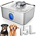 Sibays 15L Bebedero Perro Grande, Fuente para Gatos Acero Inoxidable con Ventana Visible & LED Inteligente, Bebedero Automático y Súper Silencioso para Varias Mascotas, Fácil de Limpiar, FS76