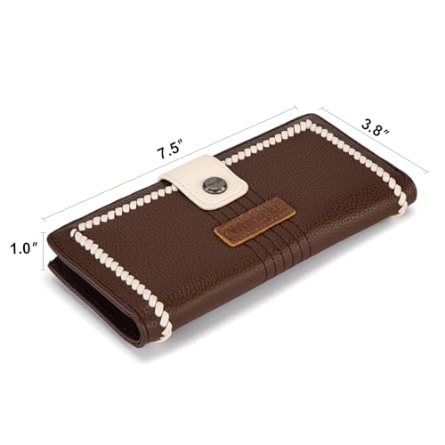 Image of Montana West X Wrangler Womens Wallet Bifold Ladies Female Large Capacity Wallet Minimalist Card Cases Money Organizer RFID Blocking Wallet with ID Window and Zipper Pocket