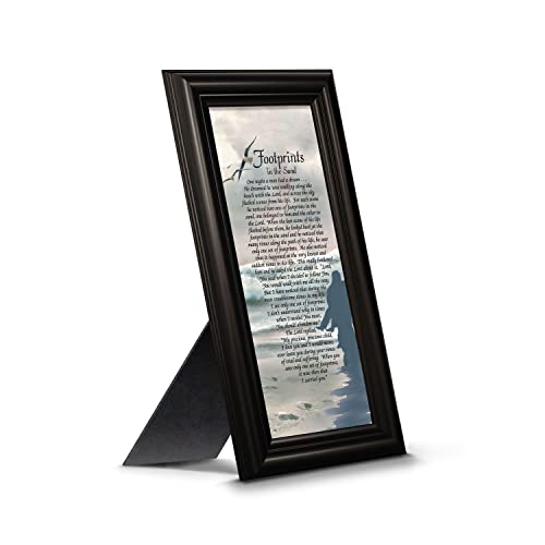 Footprints in the Sand Inspirational Wall Art, Beach Decor, Christian Gifts for Women and Men, Christian Wall Decor, Get Well Soon, Encouraging Scripture Wall Art, Framed Sympathy Gift 7703B