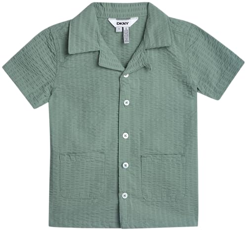Image of DKNY Toddler Boys Short Set - 2 Piece Cabana Short Sleeve Button Down Shirt and Matching Toddler Shorts for Boys