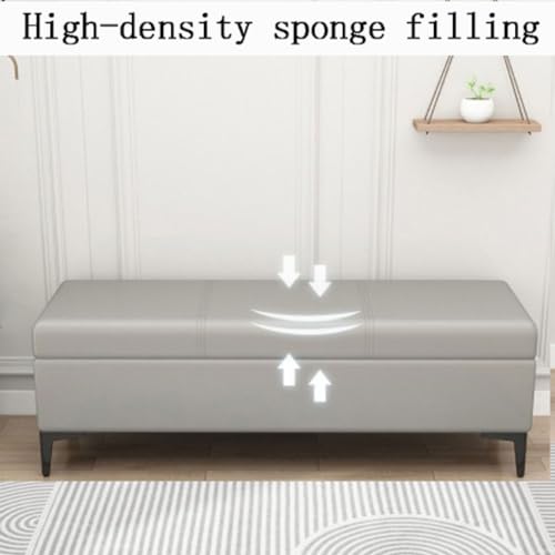 Banc extra large en cuir gris et rangement d'exception - 6