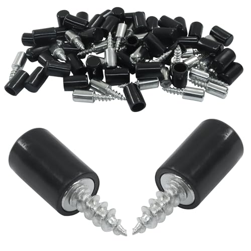 Aracombie 50 Pcs Cabinet Shelf Support Screws, Self-Tapping Phillips Head Pins with Non-Slip Sleeves for Secure Shelf Installation in Kitchens, Bookcases, Wardrobes, Black