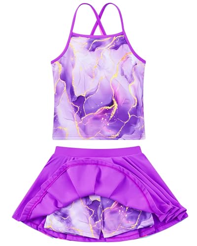 Image of Girls Tankini Swimsuit Two Piece Bathing Suit with Adjustable Strap 3-13 Years
