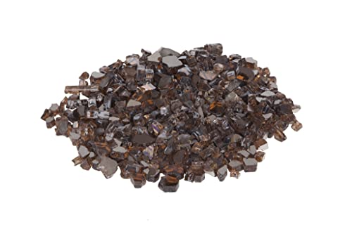 Fire Sense 62363 Premium Sparkling Reflective Tempered Fire Glass for Outdoor Fireplace Gas or Propane Fire Pits Easy to Install & Stimulate Viewing Experience - 10 Lbs - Burnt Bronze