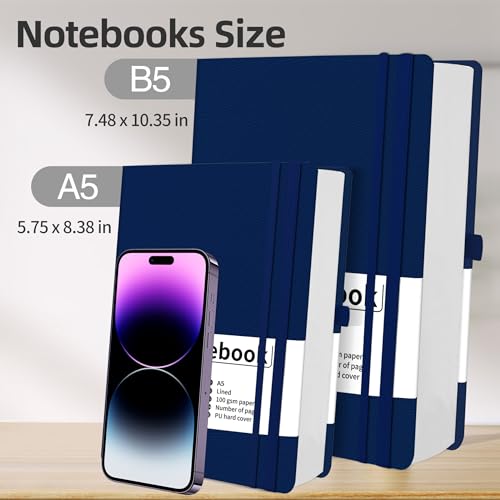Mlife Cadernos B5 Cadernos pautados universitários, caderno grosso com 360 páginas numeradas, papel