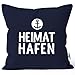 MoonWorks® Kissenbezug Aufschrift Heimathafen Anker Geschenk Partner Familie Freunde maritimes Motiv Navy Unisize
