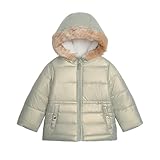 OshKosh B'gosh Baby Girls' Warm Winter Parka Coat with Faux Fur Sherpa-Lined Hood, Sage, 12 Months