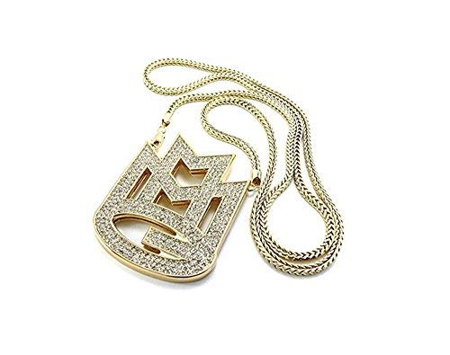 GALHAM - New Iced Out Gold Rick Ross Maybach Music Group MMG Pendent & 36" / 3mm Franco Chain Necklace