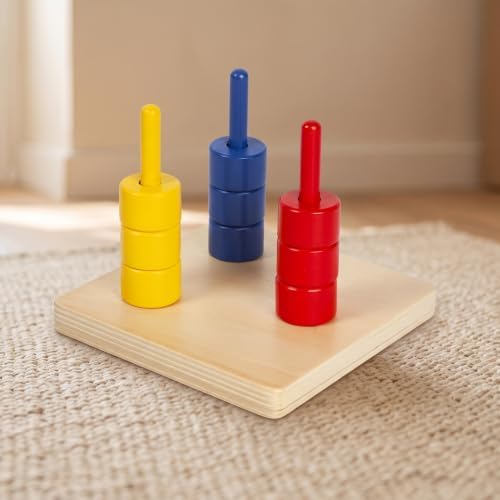 KAIYUEMAOYI Stacking Toy for Infants & - Wooden Educational Toys for Early Learning, Montessori Three-Circle Stacking Rings - 2