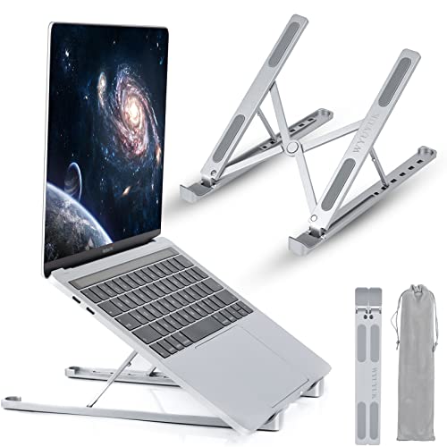 Laptop Stand for Desk, Adjustable Ergonomic Portable Aluminum Laptop Holder, Compatible with MacBook Air Pro, HP, Lenovo, Dell, More 9-15.6â Laptops (Silver)