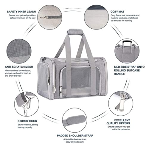 Cat Carriers Dog Carrier Pet Carrier For Small Medium Cats Dogs Puppies Up To 15 Lbs, Tsa Airline Approved Small Dog Carrier Soft Sided, Collapsible Travel Puppy Carrier (Grey) #TOP2