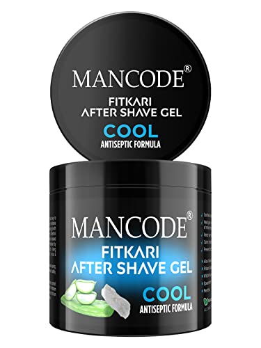 Mancode Fitkari After Shave Gel For Men Cool Antiseptic Formula For Irritated Skin Treats Post Shave Cuts & Redness Hydrates Dull Skin Aloe Vera Gel Menthol Oil Enriched No Mineral Oil 100 Gm (Pack Of 1)