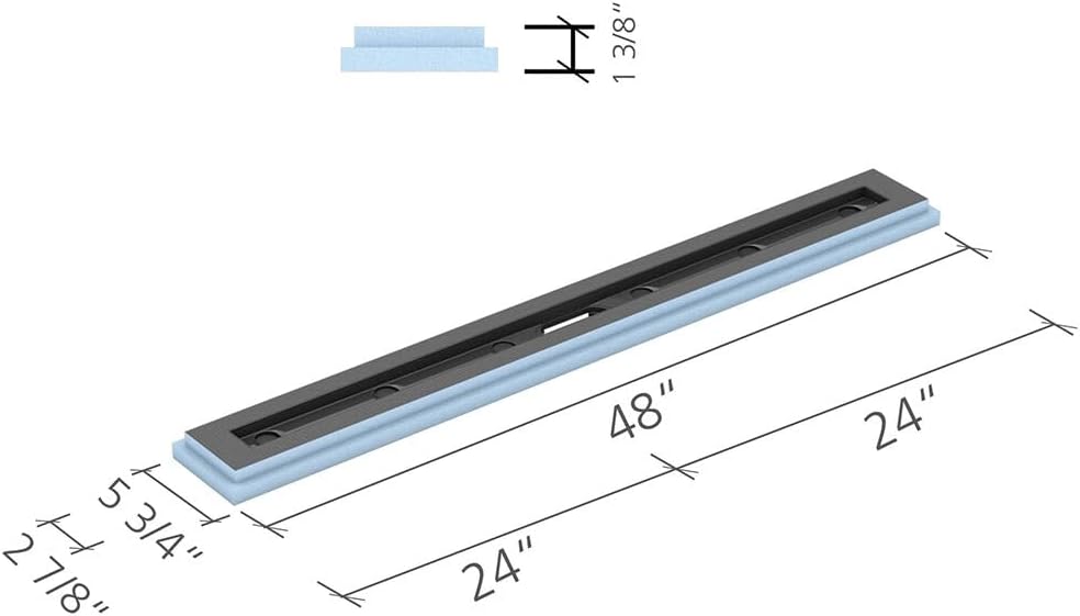 Wedi Fundo Riolito Neo Modular Curbed Shower System - 48" x 5-3/4" Drain Module