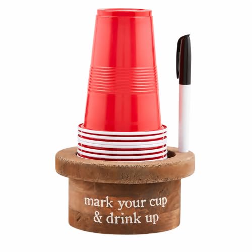 Mud Pie Mark Your Cup and Drink Up Party Cup Holder with Cups and Marker