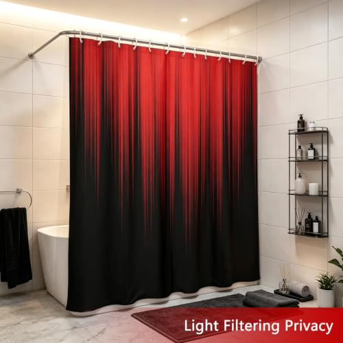 Image of AAtter Red Black Gothic Shower Curtain, Extra Long 72x84 Inch, 12 Hooks