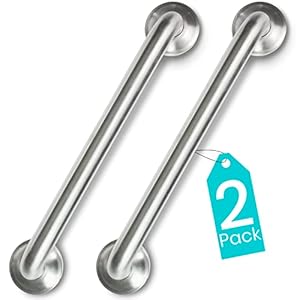 Vive 440lbs Grab Bar for Bathtubs and Showers (2 Pack) – Handicap Bathroom Safety Rail for Elderly – Wall Senior Handle for Tub, Toilet, Bath – Disability Assist Device Accessories Handrail (16 Inch)