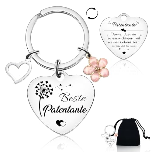 BOYATONG Patentante Geschenk Personalisierte Geschenk Weihnachten Beste Patentante Geschenk Schlüsselanhänger Kleine Weihnachtsgeschenke