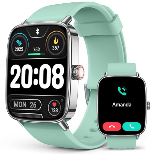 2025 Smart Watches for Men Women, 1.85" AI Voice Smartwatch, 24/7 Heart Rate Monitor, Stress/SpO2/Sleep Tracker, IP68 Waterproof, Weather, 100+ Sports Fitness Tracker for Android iOS Green