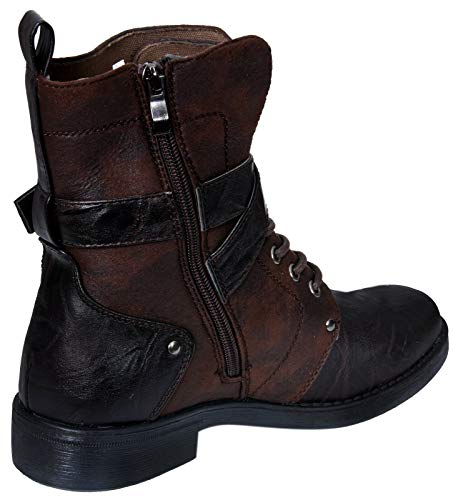 ELONG Men's Punk Rock Goth Elmo Ankle Boots Zip Biker Leather Buckle3