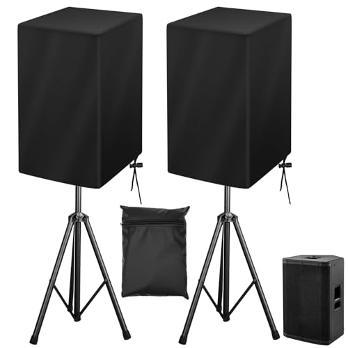 EEEKit 2 Pack 12 Inch Speaker Cover for PA/DJ Powered Speakers, Outdoor Speaker Dust Protection with Drawstring and Storage Bag, Wind-Proof, Dust-Proof