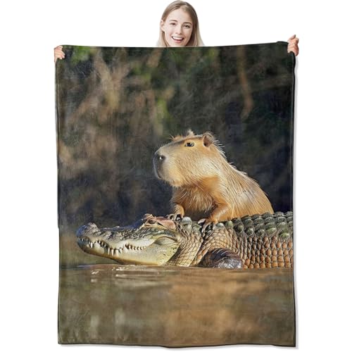 Manta de forro polar de franela Capibara, acogedora y suave, ligera para sofá y ropa de cama, viajes y exteriores, decoración de capibara, regalos de capibara con mantas peludas de capybar