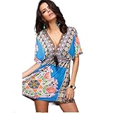 SHABADUER High Waist Sexy Long/Short Sleeve Ruffle Deep V Neck Dresses Women Elegant Summer Dress Blue Orange SHABADUER High Waist Sexy Long/Short Sleeve Ruffle Deep V Neck Dresses Women Elegant Summer Dress Blue Orange