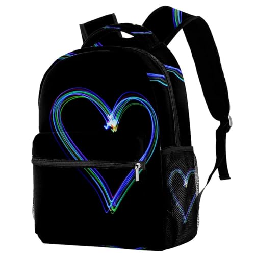 Sac à dos d'école motif cœur multicolore 40cm pour ados et filles