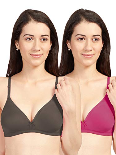 Image of SONARI Omania Womens Non-Padded Cotton Polyester Bras - Solid, Non-Wired, Medium Coverage, Hand Washable (Pack of 2)