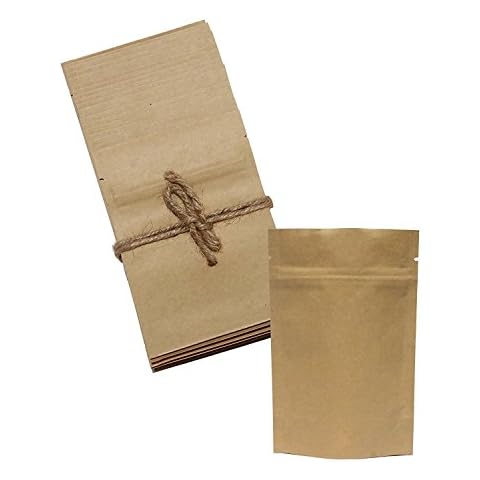 AwePackage 2 oz Stand up Zipper Pouch Bag - FDA and USDA Compliant Heavy Barrier 4X6X2 Inch (200, Natural Kraft) Cover