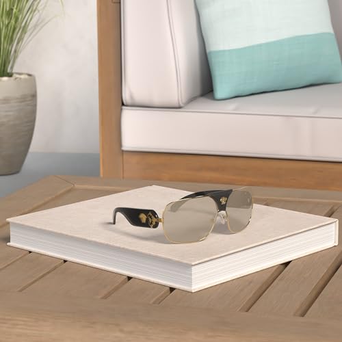 Versace Man Sunglasses Gold Frame, Light Brown Mirror Gold Lenses, 0MM2