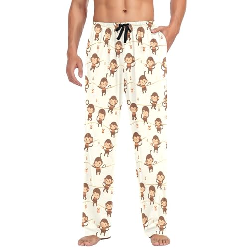 Monkeys Perform Acrobatics Men's Pajamas Pants Cotton Sleep Bottoms Pants Lounge Sleepwear - S