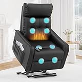 sisolos Recliner Armchair Rise and Recliner Chair for Elders, Power Lift Chairs with Massage & Heat, Extended Footrest, Electric Recliner Sofa Reclining Chair For Living Room with Dual Remote Controls