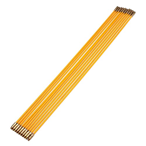 13FT/33CM Fiberglass Running Electrical Wire Cable Glow Rods Wire Pulling, Fish Rods Electrical Kit with 5 Different Attachments and Fish Tape Wire Puller Kit