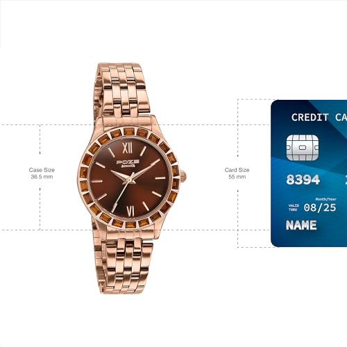 Image of Sonata Poze 6 Sidewalk Sparkle Ladies Quartz Chocolate Round Dial Women's Watch | Stainless Steel Strap Material | Watches for Women Analog - SP80134WM01