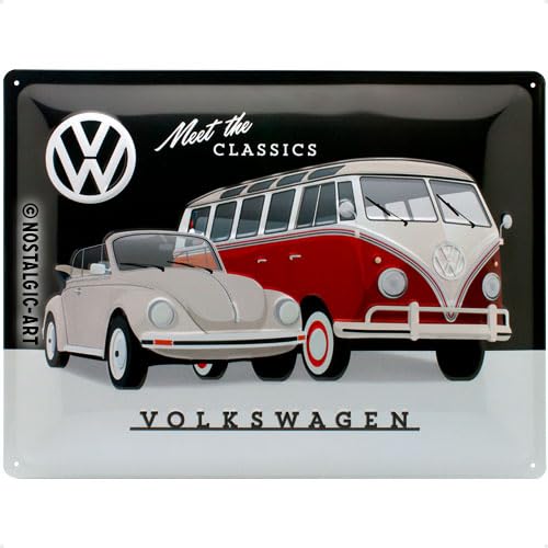 Nostalgic Art Retro Blechschild Targa Vintage Volkswagen – Vw – Meet The Classics – Idea Regalo Per I Bus Vw, In Metallo, Design Retro Per Decorazione