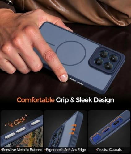 Image of VONZEE Matte Magnetic Case Compatible for Motorola Edge 70 Fusion Wireless Charging Shockproof Anti-Scratch TPU PC Slim Fit Full Protection Phone Cover for Motorola Edge 70 Fusion-Navy